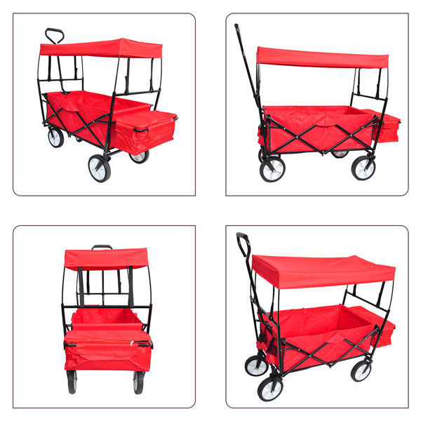 iYofe Outdoor Wagons with Detachable Roof Tail Storage Bag Adjustable